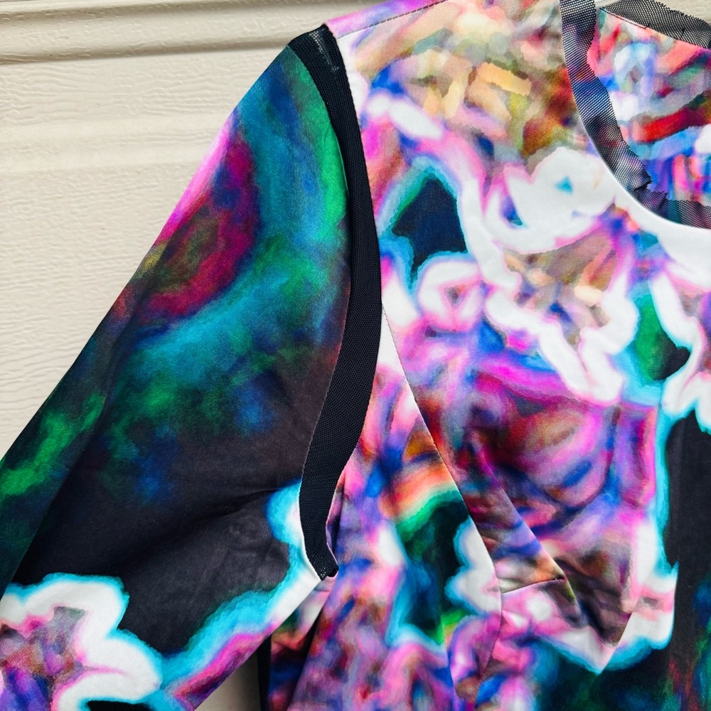 Milly Black and Purple Floral Long Sleeve Dress - Picture 5 of 11